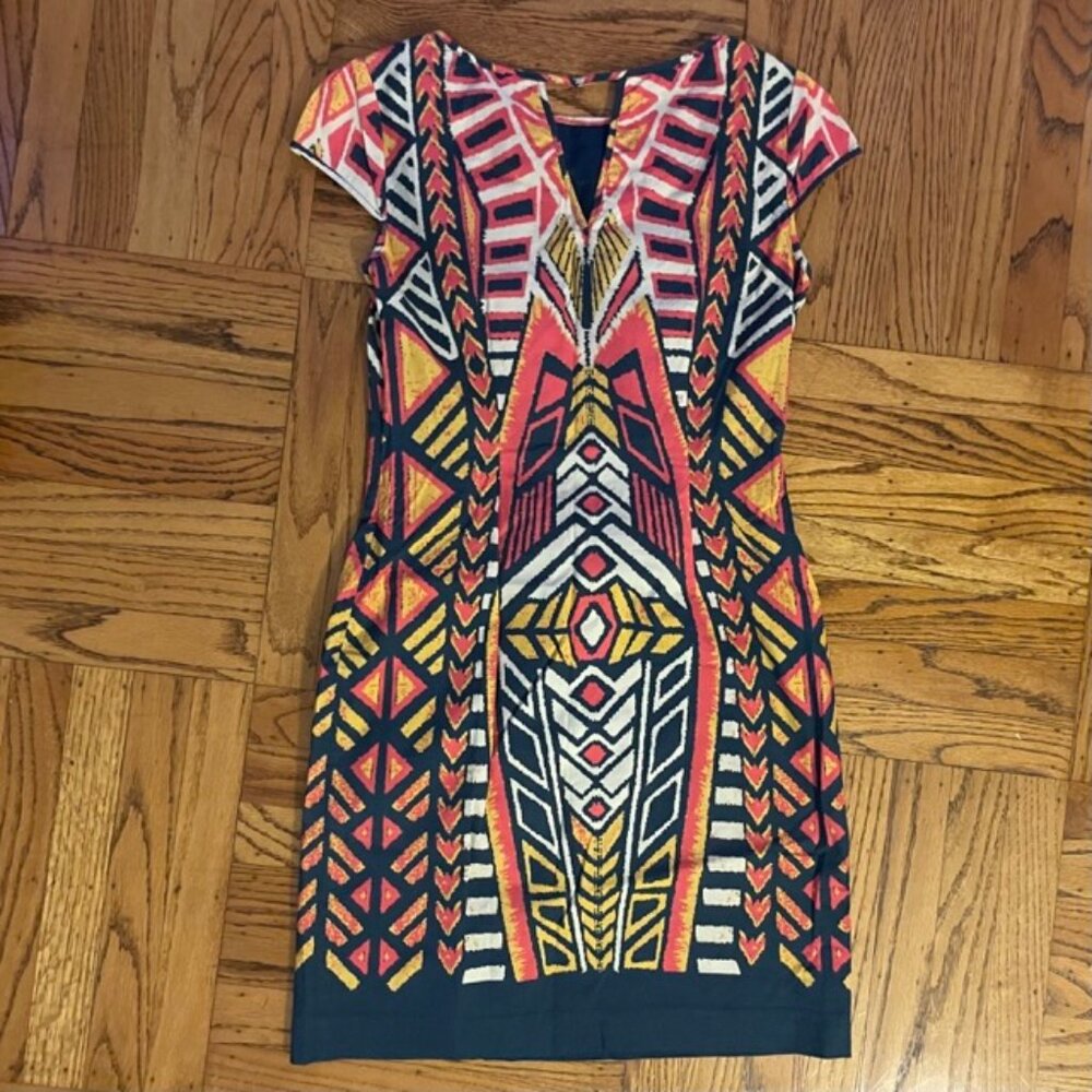 Adrianna Papell geometric cotton sheath dress, size 4